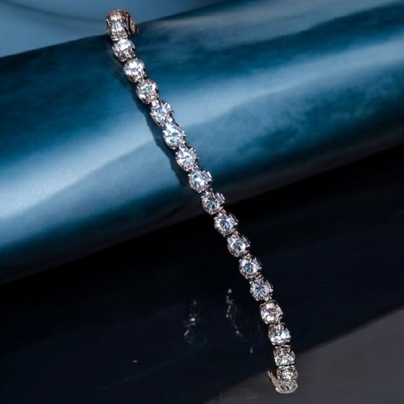 925 Sterling Silver CZ Diamond Tennis Bracelet - Picture 7 of 13